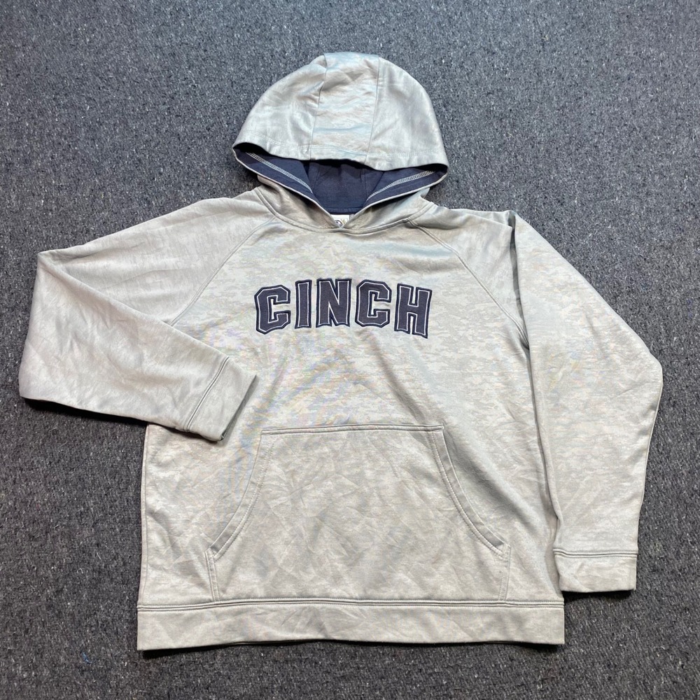 Cinch Hoodie Sz XL Boys Gray Performance Western Pullover Logo MWK7430002